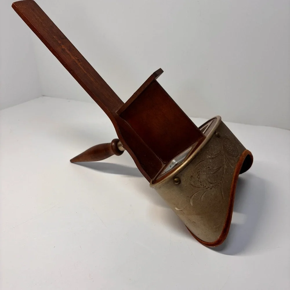 Antique Stereoscope‎ With Wooden Handle & Metal Hood 12